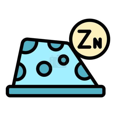 Ilustración de Zn icono de la comida vector contorno. Vitamina de zinc. Color químico rico plano - Imagen libre de derechos