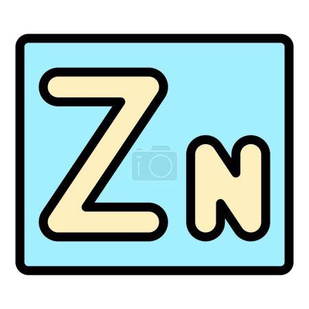 Ilustración de Zn complejo icono contorno vector. Suplemento mineral. Zinc color de la vitamina plana - Imagen libre de derechos