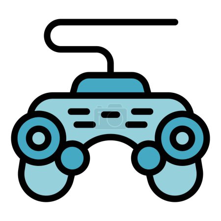 Ilustración de Vector de contorno de icono de joystick cableado. Máquina de juego. Juego en el pecho color plano - Imagen libre de derechos
