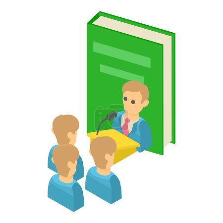 Illustration for Election campaign icon isometric vector. Male candidate speaking to voter icon. Democracy concept, election - Royalty Free Image