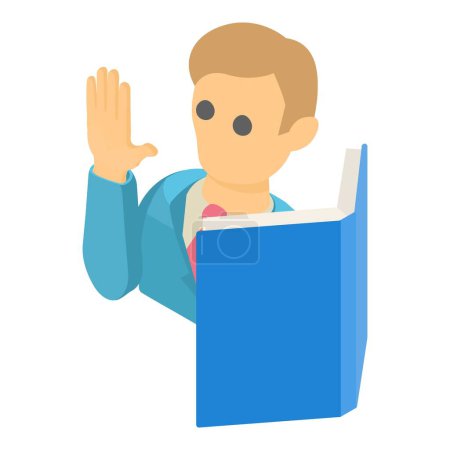 Illustration for Electoral campaign icon isometric vector. Male election candidate and open book. Democracy concept, election - Royalty Free Image