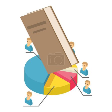 Illustration for Voter statistic icon isometric vector. Candidate pie chart and closed paper book. Study of political preference, statistic, information - Royalty Free Image