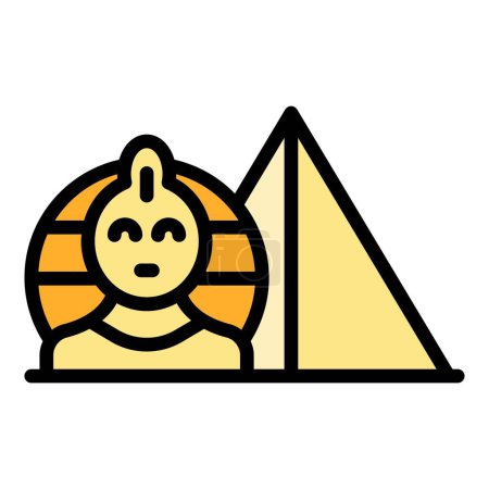 Illustration for Pharaoh pyramid icon outline vector. Ancient egypt. Cairo desert color flat - Royalty Free Image