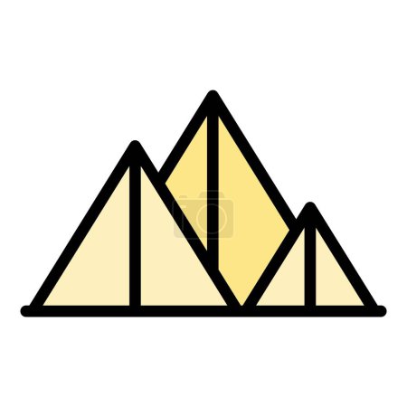 Illustration for Landscape pyramid icon outline vector. Cairo desert. Ancient sand color flat - Royalty Free Image