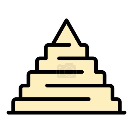 Illustration for Tomb pyramid icon outline vector. Ancient egypt. Scene tourism color flat - Royalty Free Image