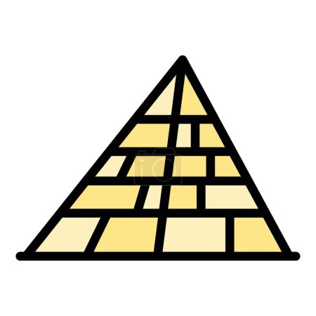 Illustration for Africa pyramid icon outline vector. Ancient egypt. Cairo desert color flat - Royalty Free Image