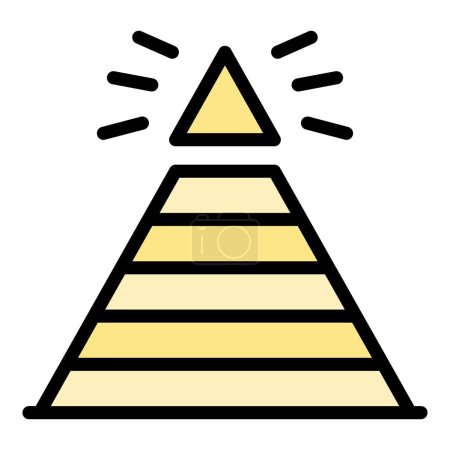 Illustration for Cheops pyramid icon outline vector. Ancient cairo. Giza landscape color flat - Royalty Free Image