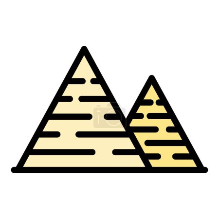 Illustration for History pyramid icon outline vector. Ancient egypt. Cairo desert color flat - Royalty Free Image