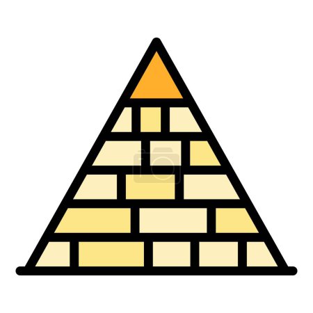 Illustration for Great pyramid icon outline vector. Ancient egypt. Cairo desert color flat - Royalty Free Image