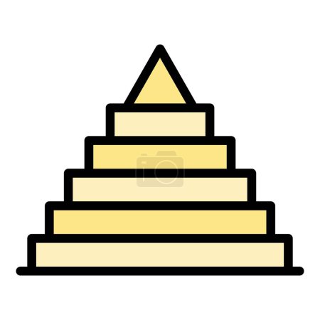 Illustration for Scene pyramid icon outline vector. Desert cairo. Sand egypt color flat - Royalty Free Image
