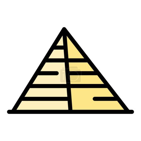 Illustration for Tourism pyramid icon outline vector. Ancient egypt. Cairo landscape color flat - Royalty Free Image