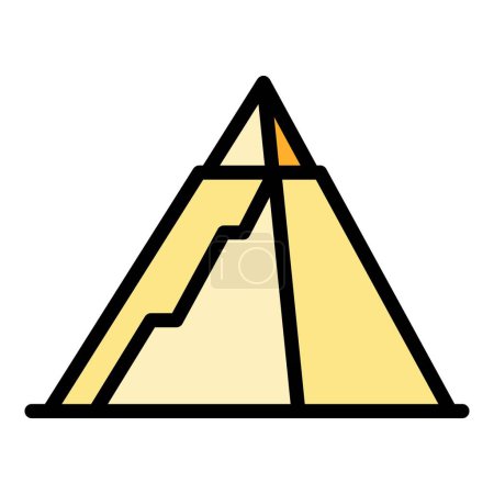 Illustration for Old pyramid icon outline vector. Ancient egypt. Cairo desert color flat - Royalty Free Image
