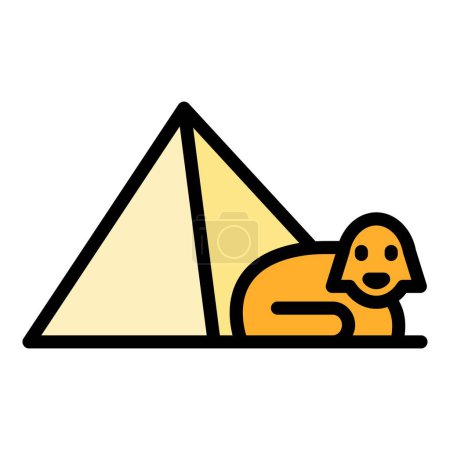 Illustration for Pyramid sphinx icon outline vector. Ancient egypt. Cairo desert color flat - Royalty Free Image
