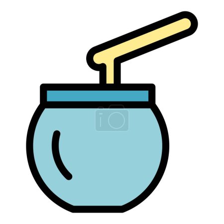 Illustration for Wax jar icon outline vector. Aromatic depilation. Candle wax color flat - Royalty Free Image