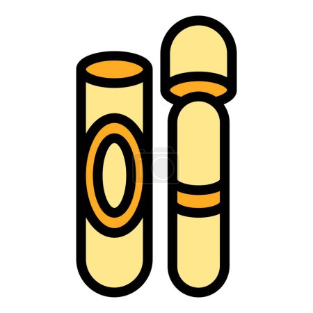 Ilustración de Icono de cigarro cubano contorno vector. Tabaco de cigarrillo. Tubo de cinta de color plano - Imagen libre de derechos