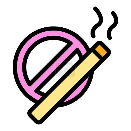 Ilustración de No fumar icono contorno vector. Tabaco de cigarrillo. Color vipe ahumador plano - Imagen libre de derechos