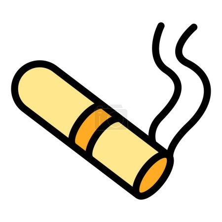 Ilustración de Burning cigarro icono contorno vector. Tabaco de cigarrillo. Color del filtro de humo plano - Imagen libre de derechos