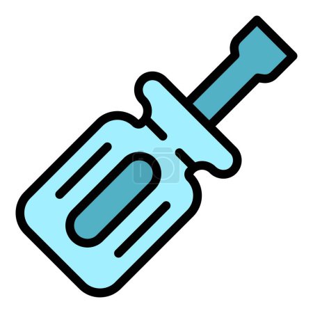 Illustration for E cig screwdriver icon outline vector. Vape cigarette. Smoke juice color flat - Royalty Free Image