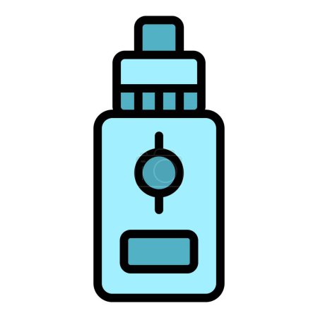 Illustration for E cig bottle icon outline vector. Vape cigarette. Smoke liquid color flat - Royalty Free Image