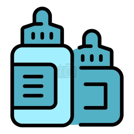Illustration for E cig bottle pack icon outline vector. Vape cigarette. Smoke liquid color flat - Royalty Free Image
