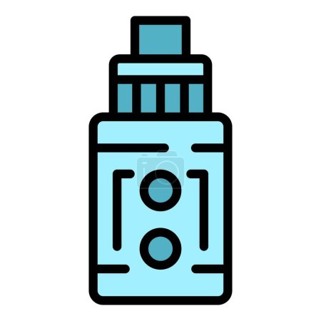 Illustration for Bottle pack icon outline vector. Electronic vape. Smoke cig color flat - Royalty Free Image