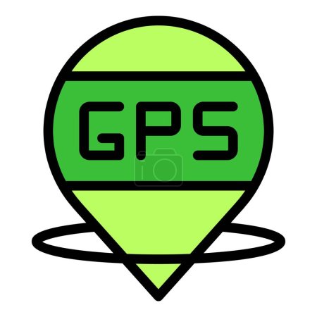 Téléchargez les illustrations : Icône de localisation GPS vecteur contour. Mouvement des obstacles. Trajectoire de livraison couleur plat - en licence libre de droit