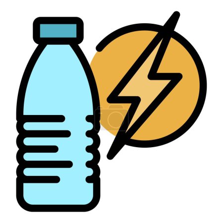 Téléchargez les illustrations : Vecteur de contour d'icône de boisson énergétique. Régime métabolique. Nutrition couleur chimique plat - en licence libre de droit