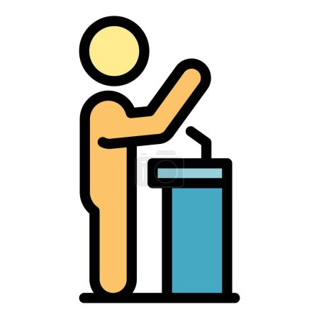 Illustration for Speaker class icon outline vector. Election student. Debate speech color flat - Royalty Free Image