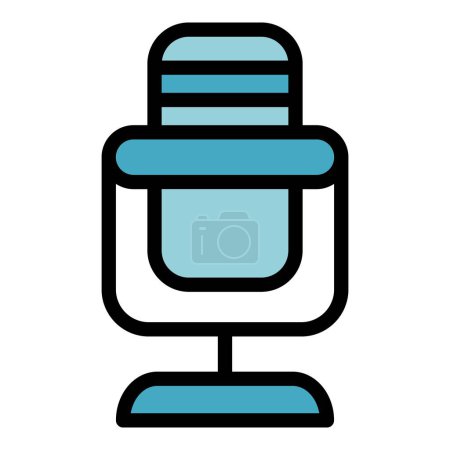 Illustration for Oratory microphone icon outline vector. Public election. Rhetoric speech color flat - Royalty Free Image