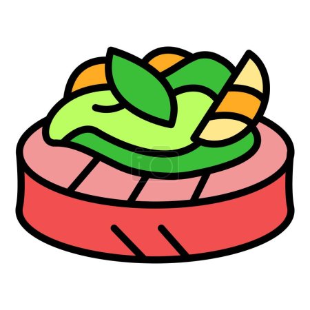 Illustration pour Bruschetta icône contour vecteur. Canape à nourriture. Menu italien couleur plat - image libre de droit