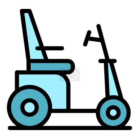 Téléchargez les illustrations : Buggy icône de fauteuil roulant électrique contour vecteur. Chaise scooter. Mobilité puissance couleur plat - en licence libre de droit