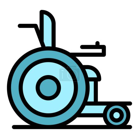 Téléchargez les illustrations : Icône électrique de mobilité en fauteuil roulant contour vecteur. Chaise scooter. Puissance moteur couleur plat - en licence libre de droit