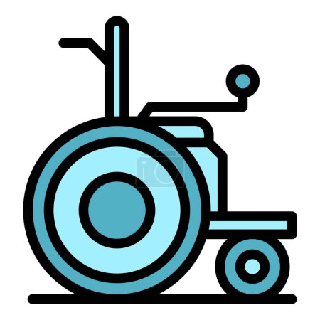 Téléchargez les illustrations : Scooter chaise icône contour vecteur. Mobilité électrique. Power drive couleur plat - en licence libre de droit