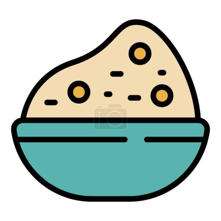 Ilustración de Bowl icono de la comida vector contorno. Plato de pollo. Camarones Peri color plano - Imagen libre de derechos