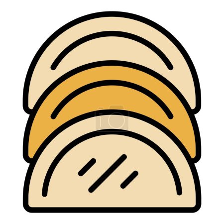 Ilustración de Icono de panadería caribeña contorno vector. Plato de camarones. Comida ceviche color plano - Imagen libre de derechos