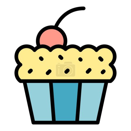 Illustration for Australian cupcake icon outline vector. Cuisine dish. Pie fish color flat - Royalty Free Image