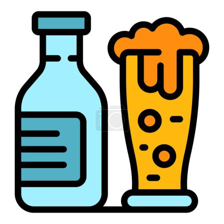 Ilustración de Cerveza botella icono contorno vector. Cocina de comida. Patata restaurante color plano - Imagen libre de derechos