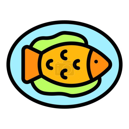 Ilustración de Icono de pescado austríaco contorno vector. Comida de Viena. Austria cocina color plano - Imagen libre de derechos