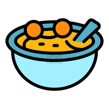 Ilustración de Sopa alimento icono contorno vector. Cocina austríaca. Bebida cocina color plano - Imagen libre de derechos
