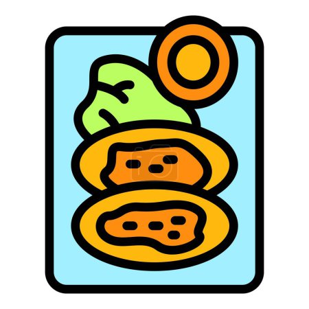 Ilustración de Alimento icono de papa contorno vector. Cocina austríaca. Carne de res restaurante color plano - Imagen libre de derechos