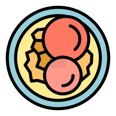 Ilustración de Plato de comida icono contorno vector. Cocina de baklava. Comida color indio plana - Imagen libre de derechos