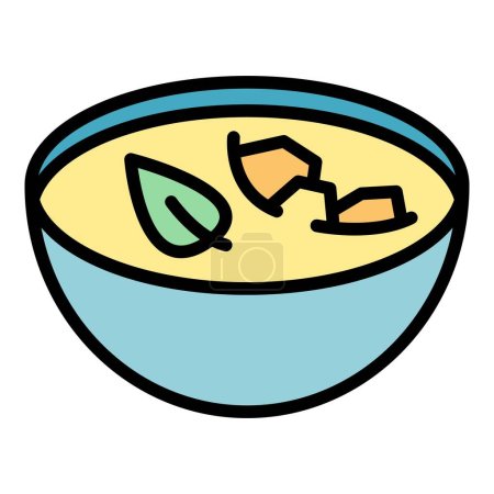 Ilustración de Vegano icono sopa contorno vector. Cocina de comida. plato árabe color plano - Imagen libre de derechos