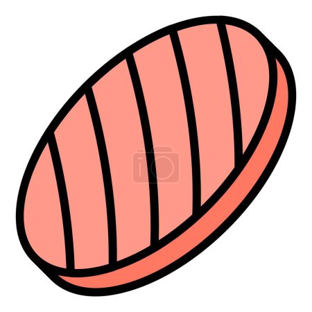 Ilustración de Burger bbq carne icono contorno vector. Plato árabe. Azerbaiyán alimentos color plano - Imagen libre de derechos