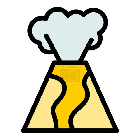 Illustration for Hill volcano icon outline vector. Island crater. Science erupting color flat - Royalty Free Image