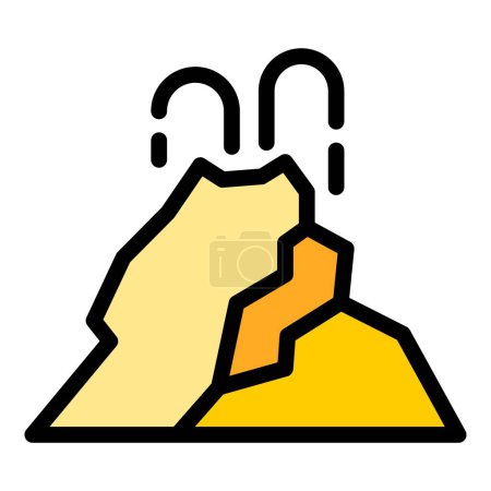 Illustration for Earth crater icon outline vector. Fire lava. Mountain volcano color flat - Royalty Free Image