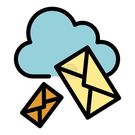 Mail cloud data icon outline vector. Video work. Online people color flat