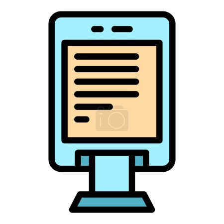 Illustration for Receipt cash register icon outline vector. Machine pos. Store screen color flat - Royalty Free Image