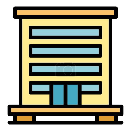 Illustration for Stilt icon outline vector. House cabin. Forest hut color flat - Royalty Free Image