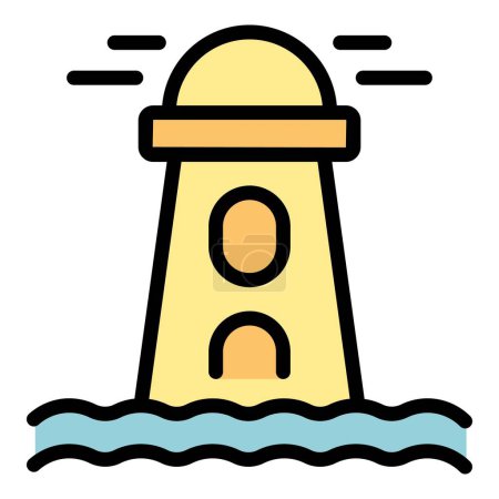 Ilustración de Icono del faro contorno vector. Agua de seguridad. Salvavidas color plano - Imagen libre de derechos