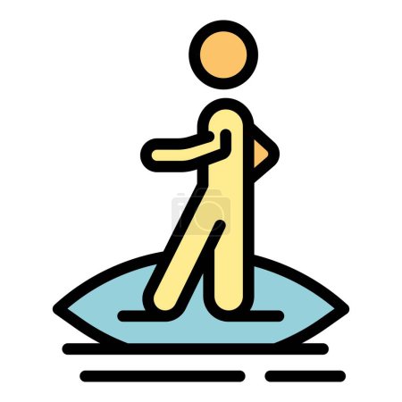 Illustration for Safe beach surf icon outline vector. Safety life. Rescue ocean color flat - Royalty Free Image